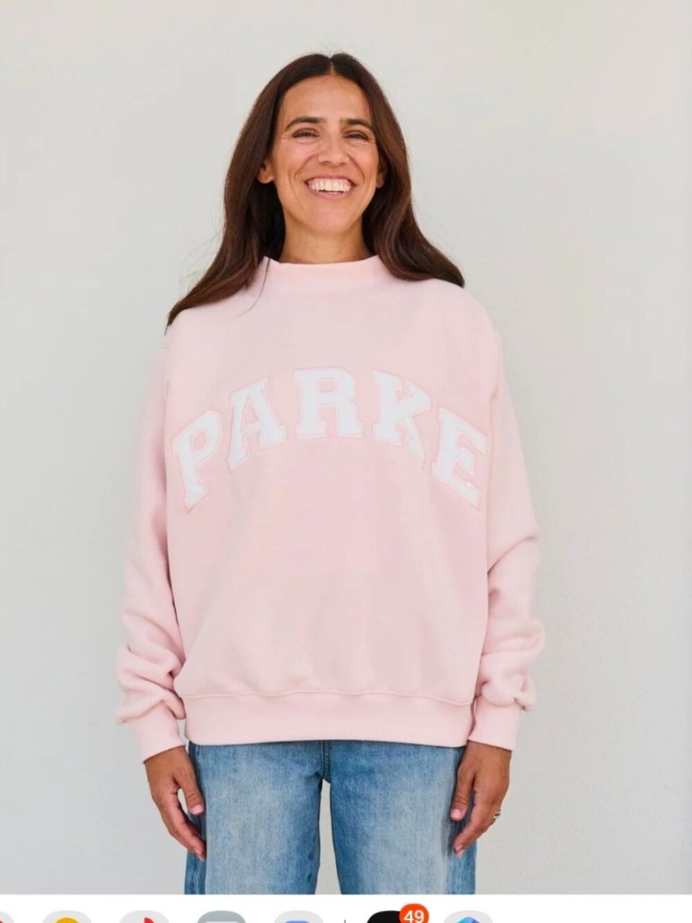 NEW! PARKE Varsity Mockneck - Fleece, Rose/White; Size L/XL